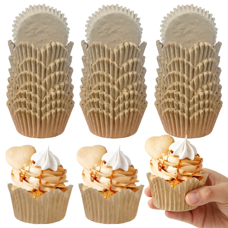 Kitchen And Baking Equipment - 150Pcs Natural Color Flower-Shaped Cups, Oil-Resistant