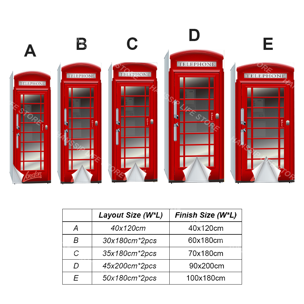 Retro Phone Booth Printed Refr - Kitchen Baking Cabinet ulasan dan harga