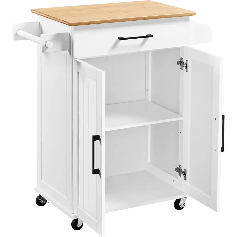 White Rolling Kitchen Cart wit - Kitchen Queen ulasan dan harga