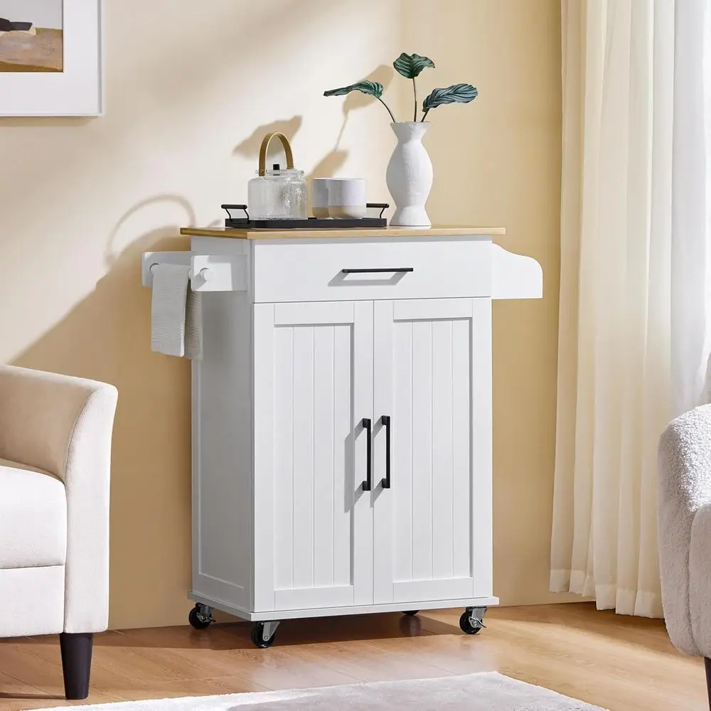White Rolling Kitchen Cart wit - Kitchen Queen ulasan dan harga