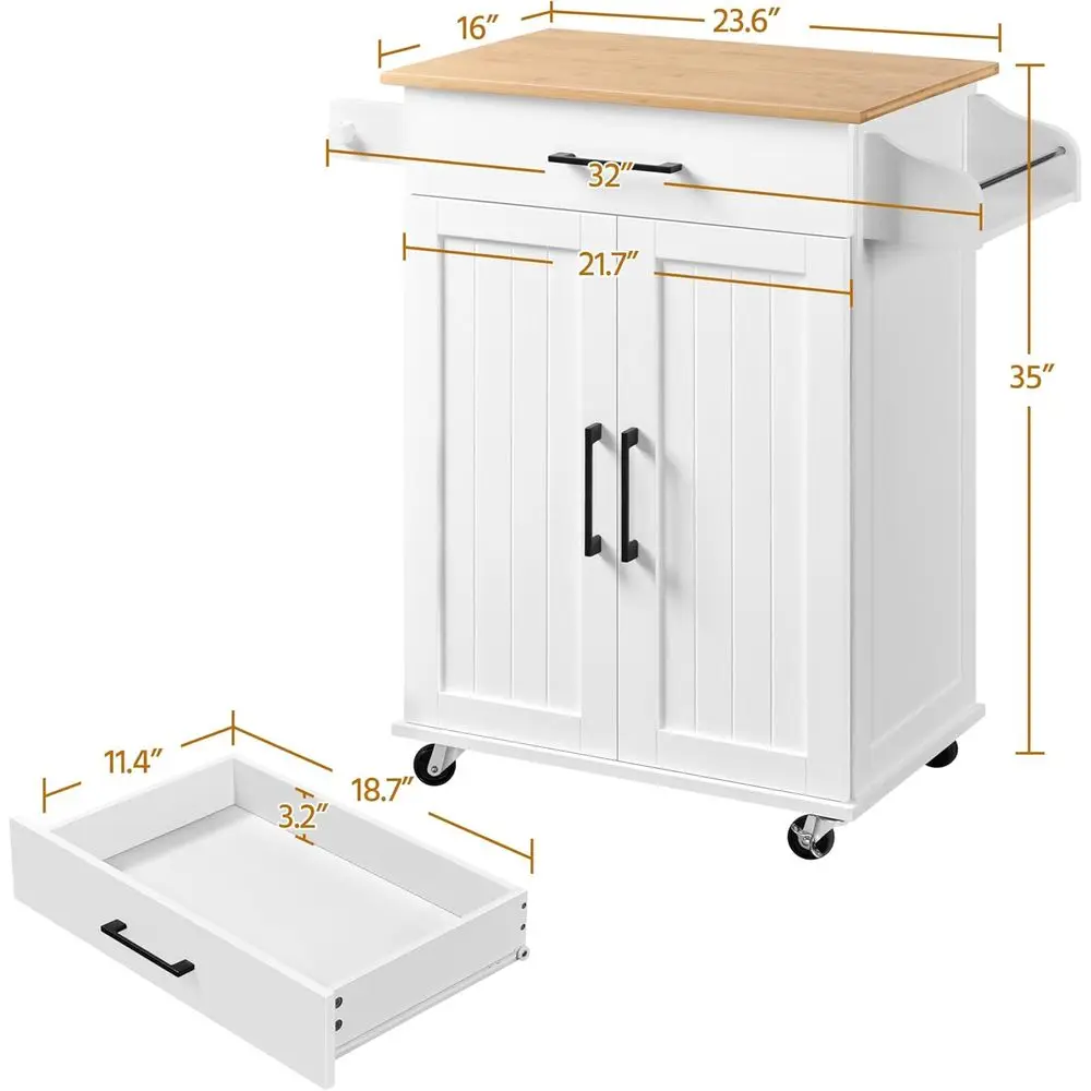 White Rolling Kitchen Cart wit - Kitchen Queen ulasan dan harga
