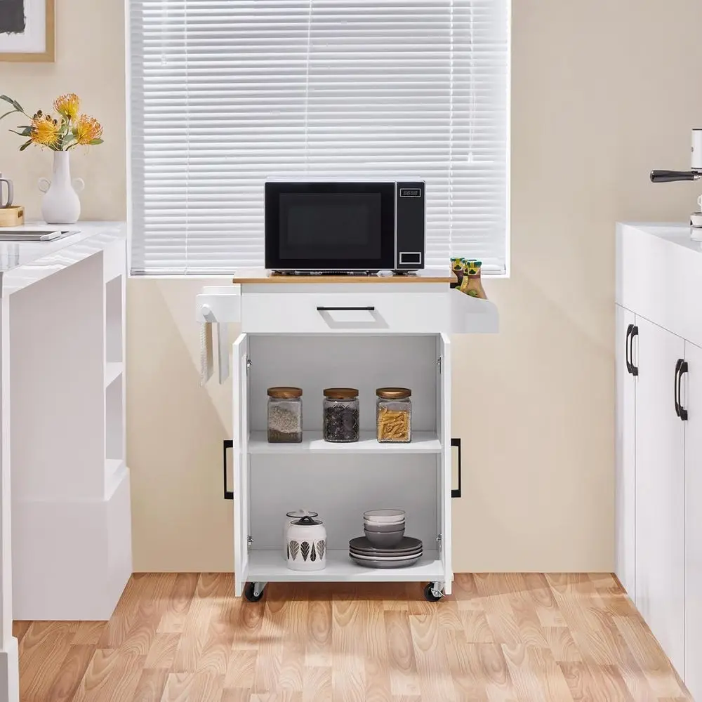 White Rolling Kitchen Cart wit - Kitchen Queen ulasan dan harga