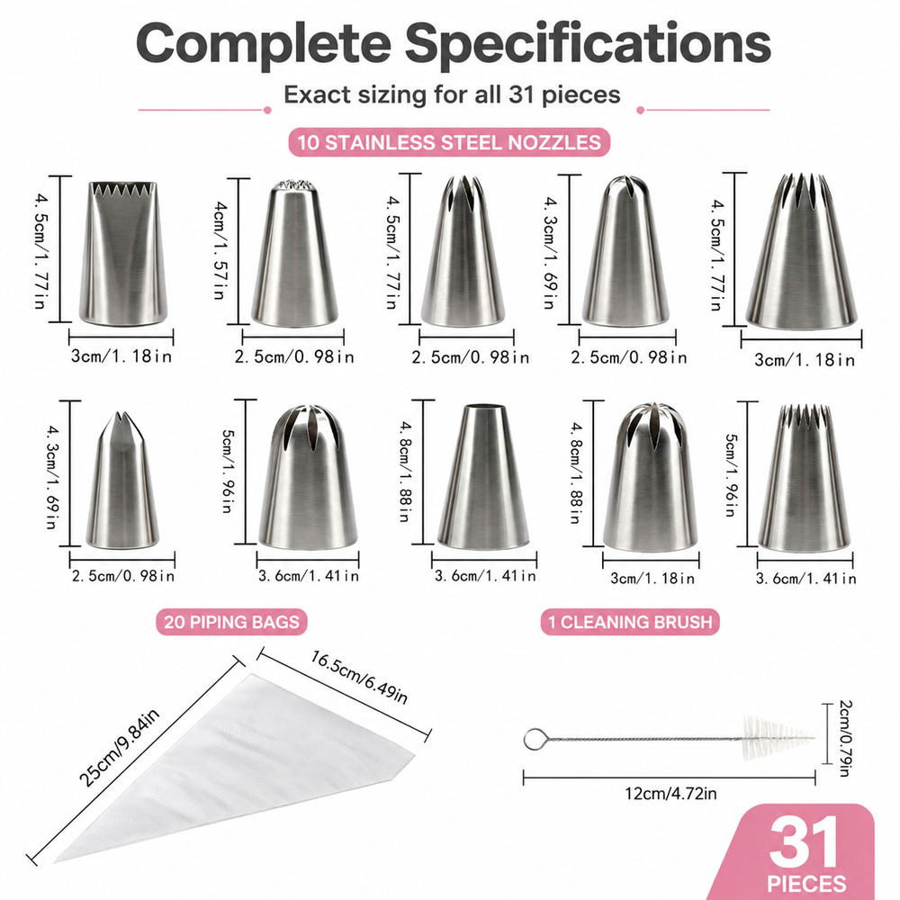 31Pcs Cake Decorating Piping T - Piping Bag Disposable ulasan dan harga