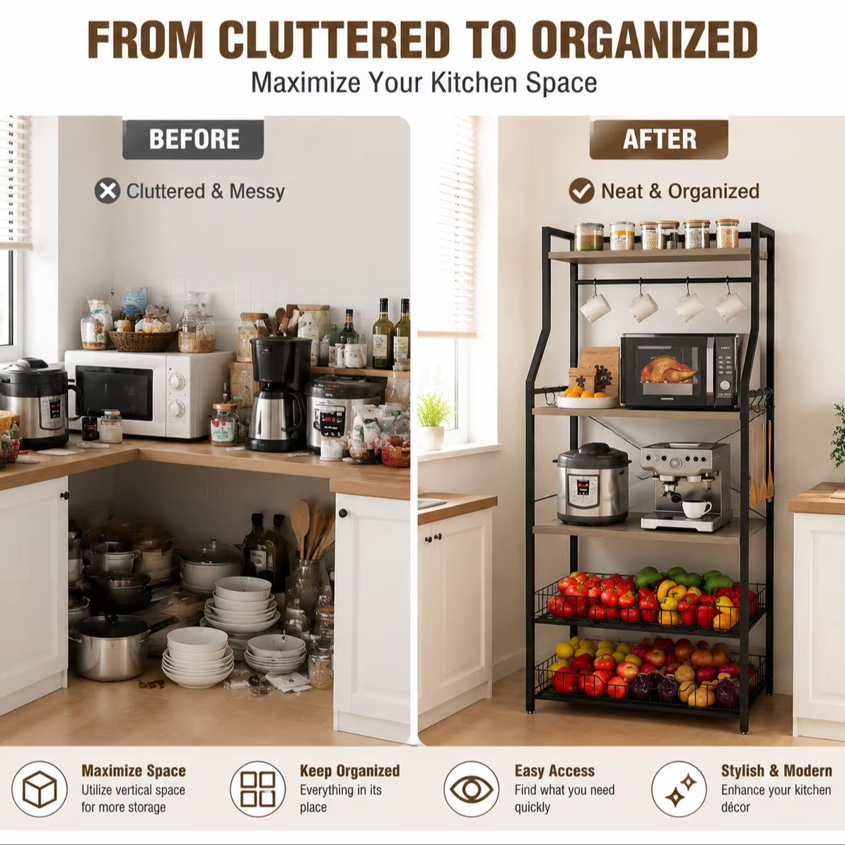 5 Tier Kitchen Bakers Rack wit - Kitchen Baking Rack ulasan dan harga