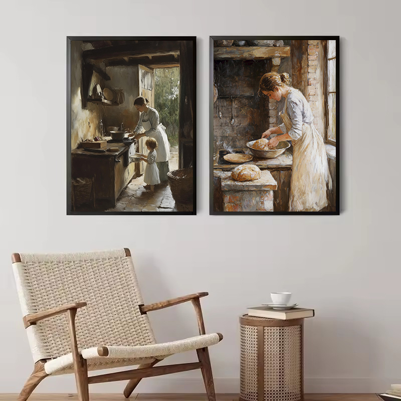 French Kitchen Woman Baking Br - Kitchen Baking Wall Art ulasan dan harga