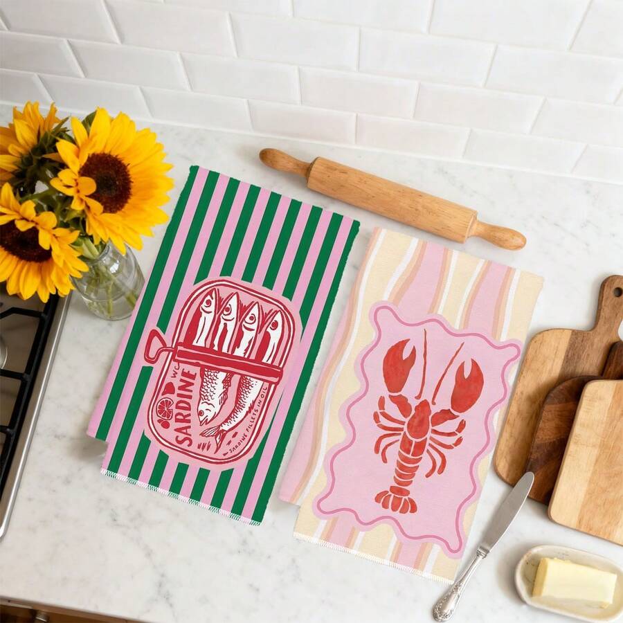 2Pcs, Pink and Green Striped S - Kitchen Baking Must Haves ulasan dan harga