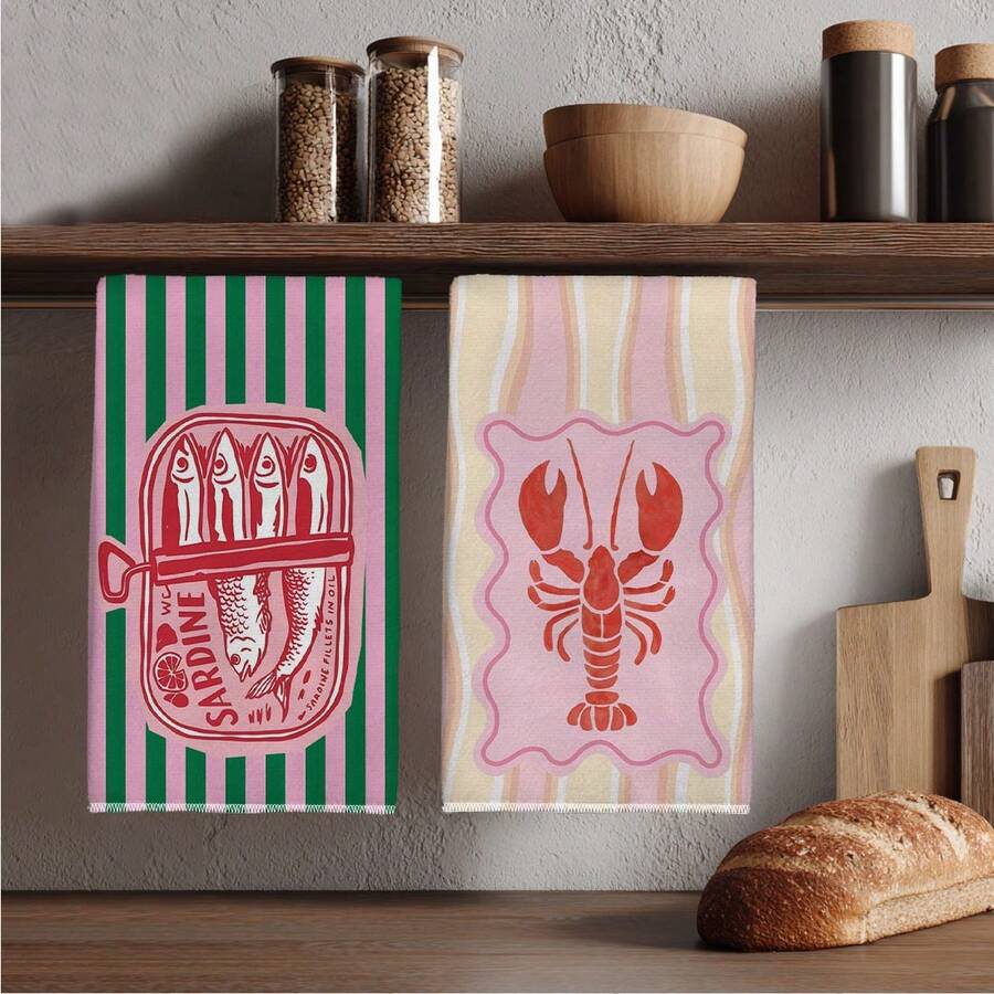 2Pcs, Pink and Green Striped S - Kitchen Baking Must Haves ulasan dan harga