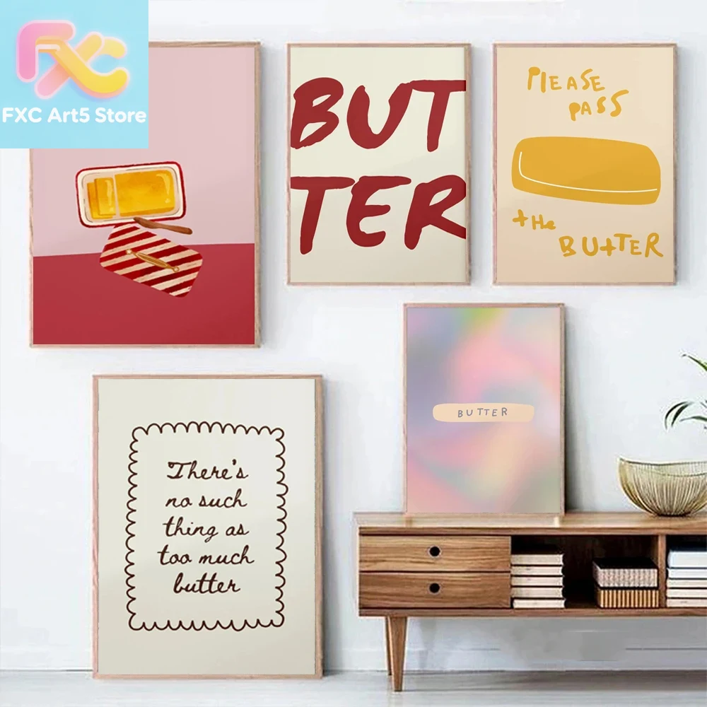 1pc frameless  1pc Butter Post - Kitchen Baking Wall Art ulasan dan harga