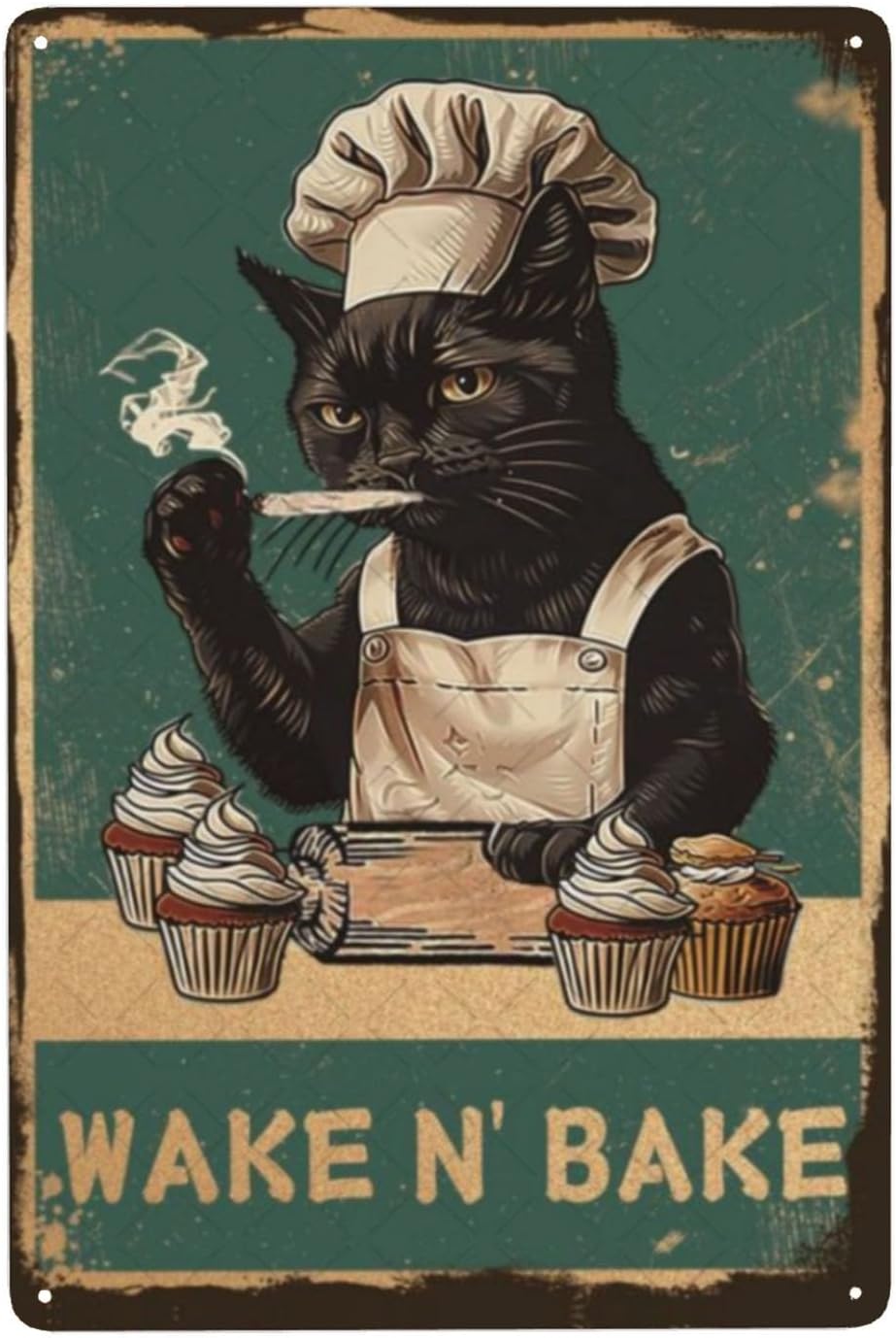 Wake N' Bake Metal Sign Black  - Kitchen Baking Wall Art ulasan dan harga