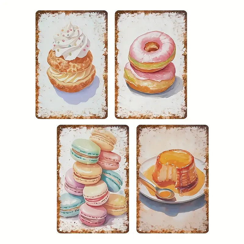 2D Flat, 4pcs Dessert Baking W - Kitchen Baking Wall Art ulasan dan harga