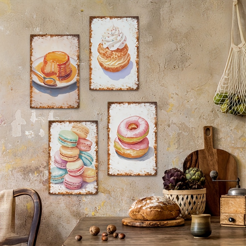 2D Flat, 4pcs Dessert Baking W - Kitchen Baking Wall Art ulasan dan harga