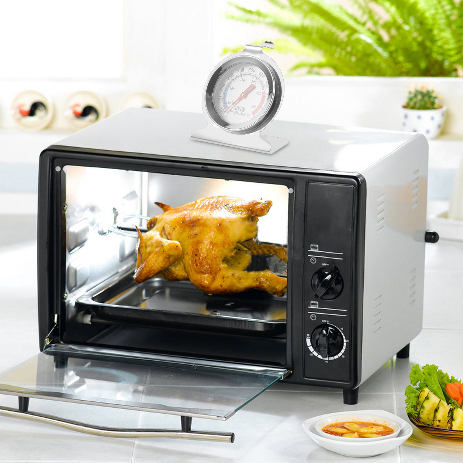 2Pcs Stainless Steel Oven Ther - Kitchen Baking Cooking ulasan dan harga