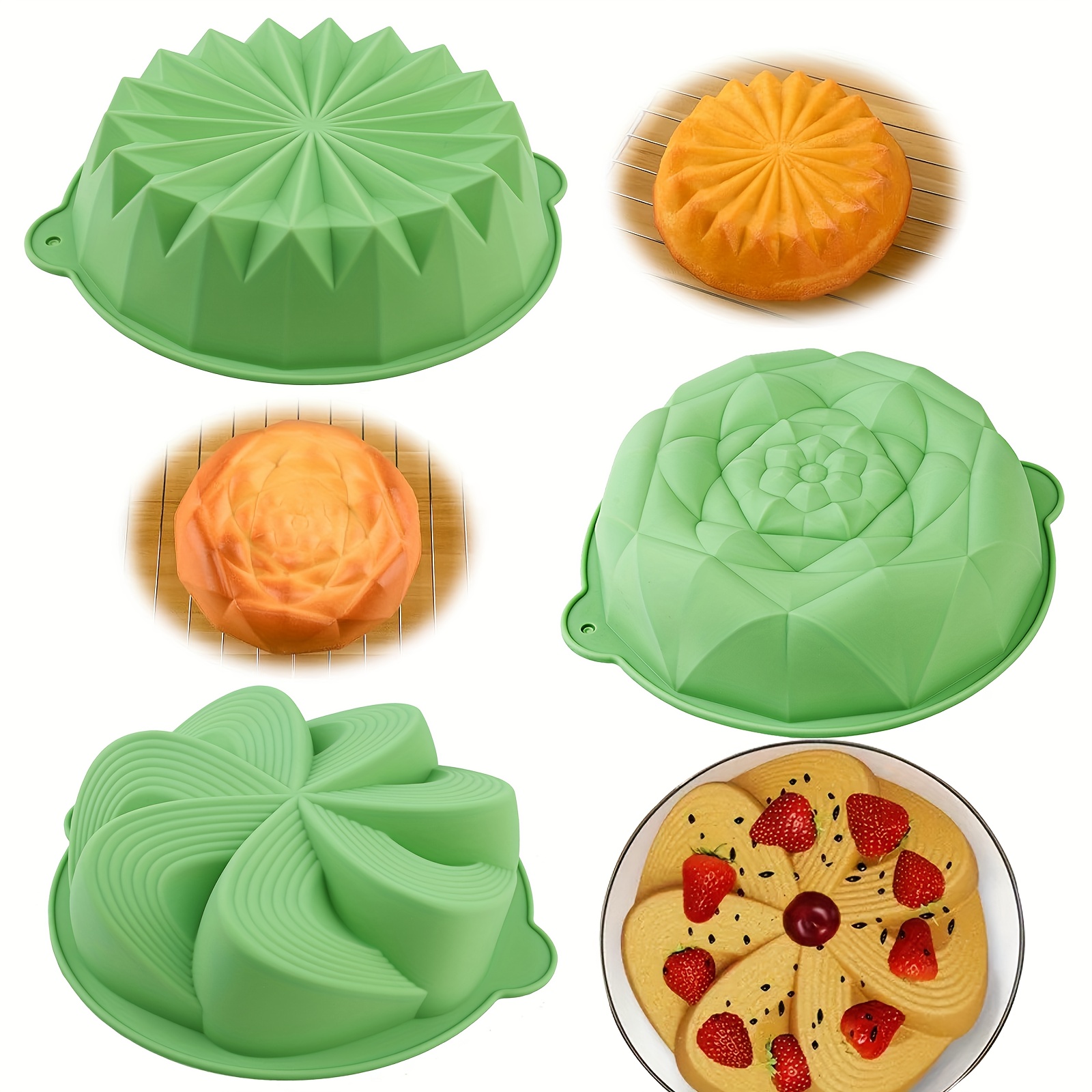 4-Piece Flower-Shaped Silicone - Kitchen Baking Must Haves ulasan dan harga