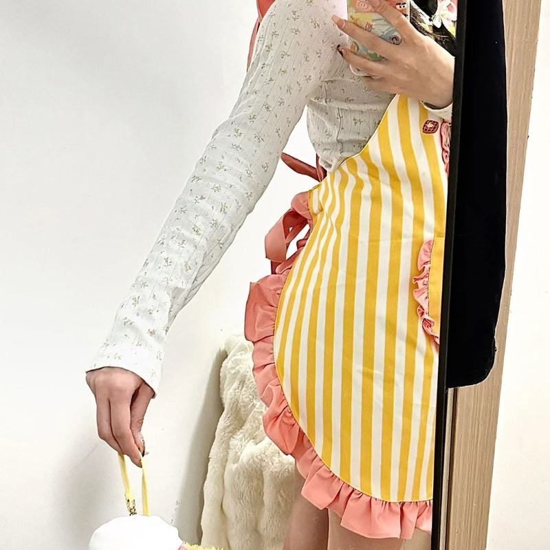 1pc Cute Striped Apron Princes - Kitchen Baking Must Haves ulasan dan harga
